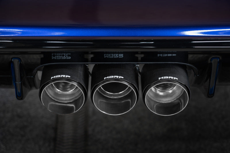 2023-2024 Civic Type R 2.0L T304 SS 3" Cat Back Exhaust Triple Center Outlet Carbon Tips - View 3 | Dirty Garage