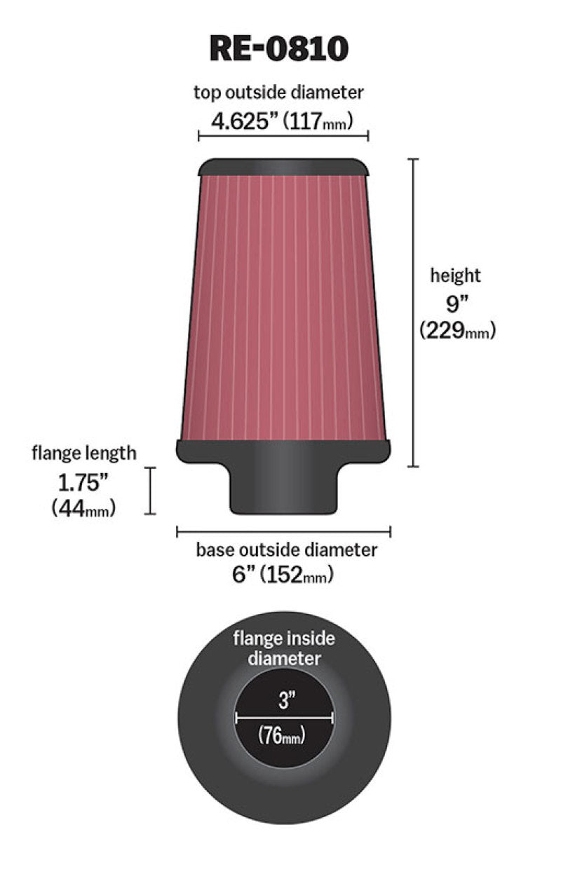 Universal Rubber Filter 3inch FLG/6inch OD-B/4-5/8inch OD-T/9inch L - View 9 | Dirty Garage