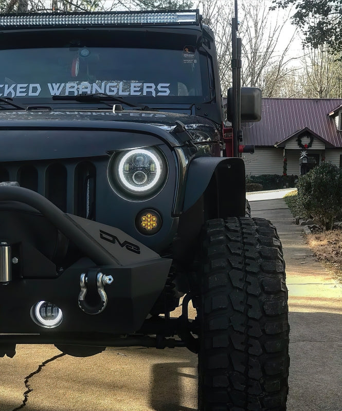 2007-2018 Wrangler JK Switchback LED Halo Headlights Amber White Switchback - View 4 | Dirty Garage