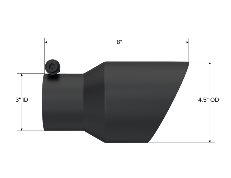Universal 4.5" OD 3" Inlet 8" Length Dual Walled Angled Exhaust Tip Black - View 3 | Dirty Garage