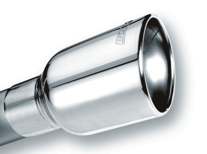 Borla Universal Polished Tip Single Oval Rolled Angle-Cut w/Clamp (inlet 2 1/2in. Outlet 4 1/4 x 3 1 | Dirty Garage