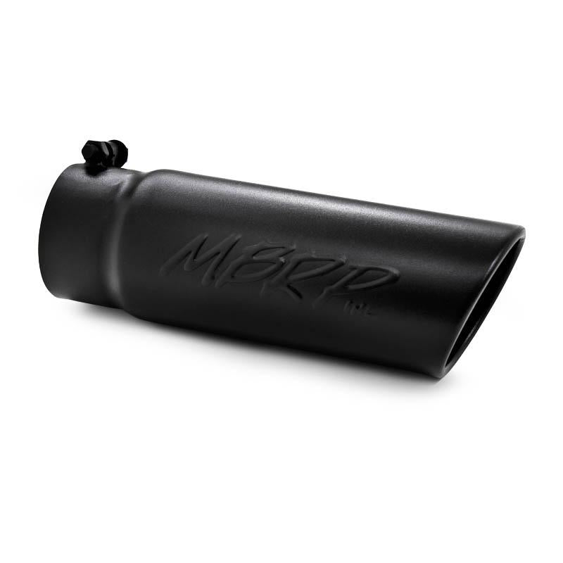 Universal Tip 4" OD Angled Rolled End 3.5" Inlet 10" Length Black Finish | Dirty Garage