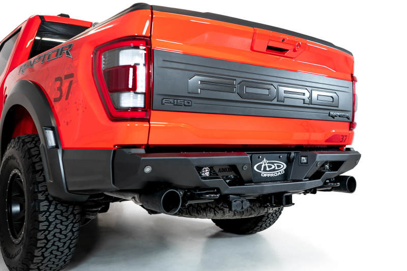 2022-2023 F-150 Raptor Black Stealth Fighter Rear Bumper w/ 2 Cube Lights | Dirty Garage