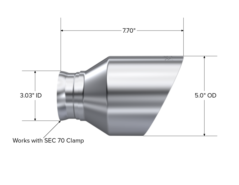 2015-2023 Dodge Charger 3" ID 5" OD 8" Angle Cut SS Tip - View 2 | Dirty Garage