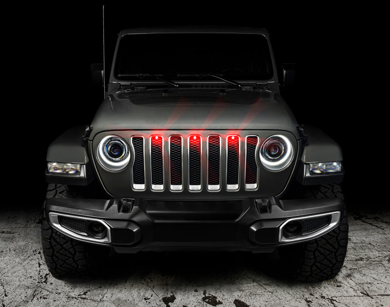 2018-2022 Wrangler Pre-Runner Style LED Grille Kit Red - View 3 | Dirty Garage