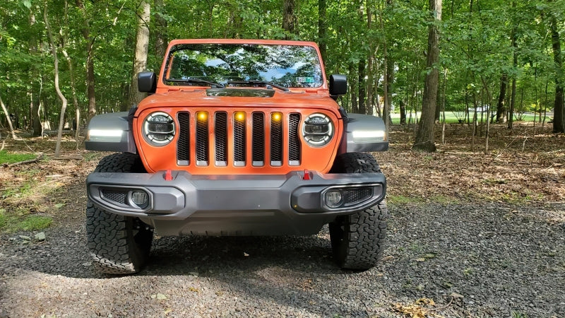 2018-2022 Wrangler Pre-Runner Style LED Grille Kit Amber - View 2 | Dirty Garage