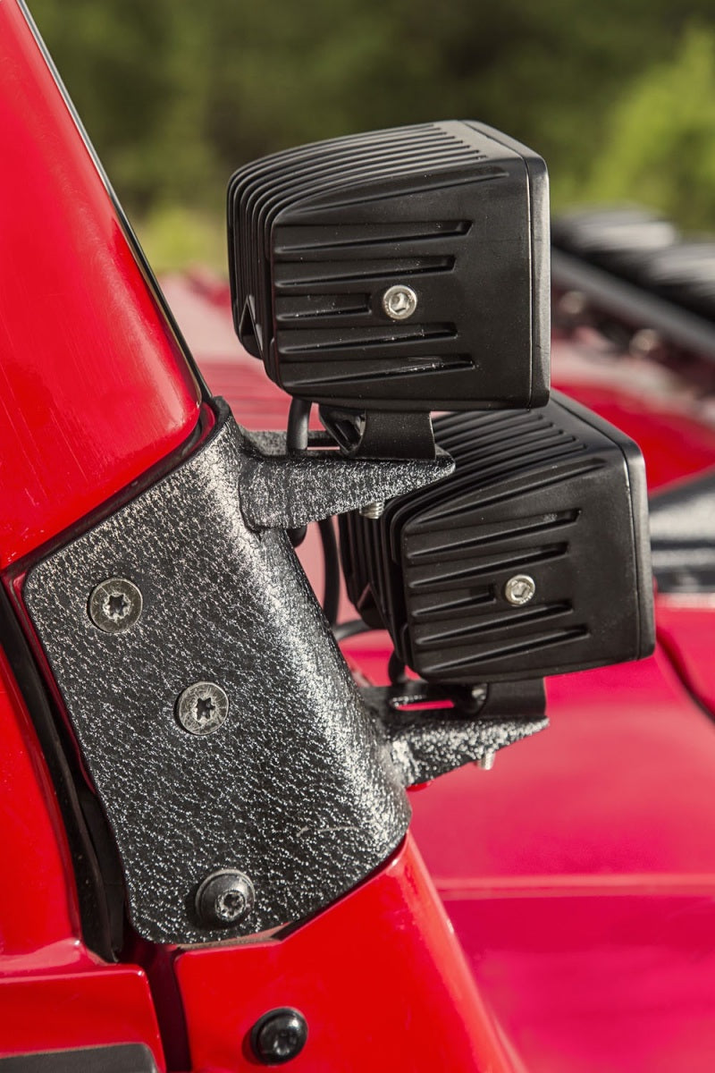 Rugged Ridge 97-06 Jeep Wrangler TJ Textured Black Dual A-Pillar Light Mount - View 4 | Dirty Garage