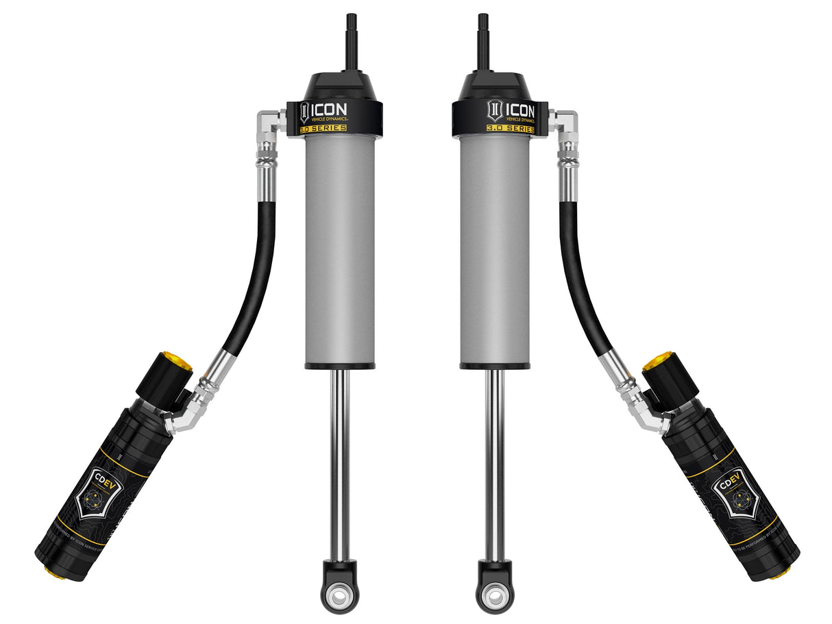 ICON V.S. 3.0 Series front remote reservoir shocks with CDEV for 2017-2026 Ford Super Duty 4WD, pair