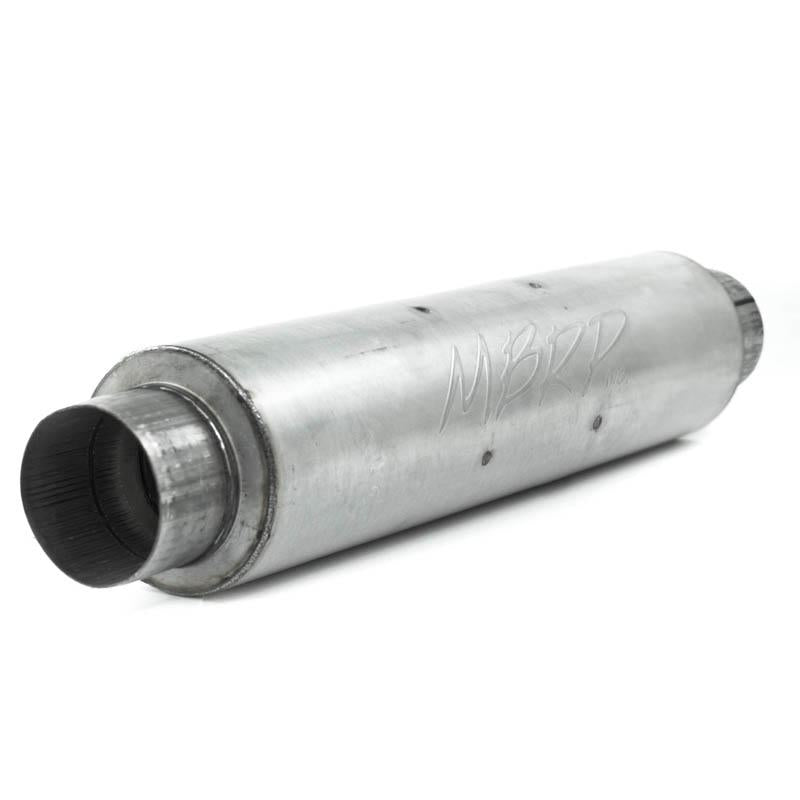 Universal Quiet Tone Muffler 4" Inlet Outlet 24" Body 6" Dia 30in Overall Aluminum - View 2 | Dirty Garage