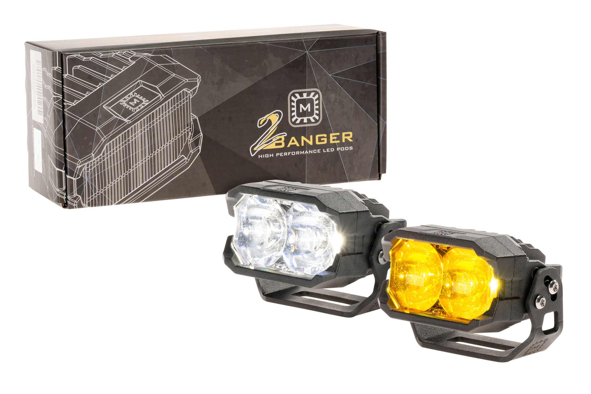 Universal Morimoto 2Banger NCS LED Pod Spot Yellow Pair | Dirty Garage