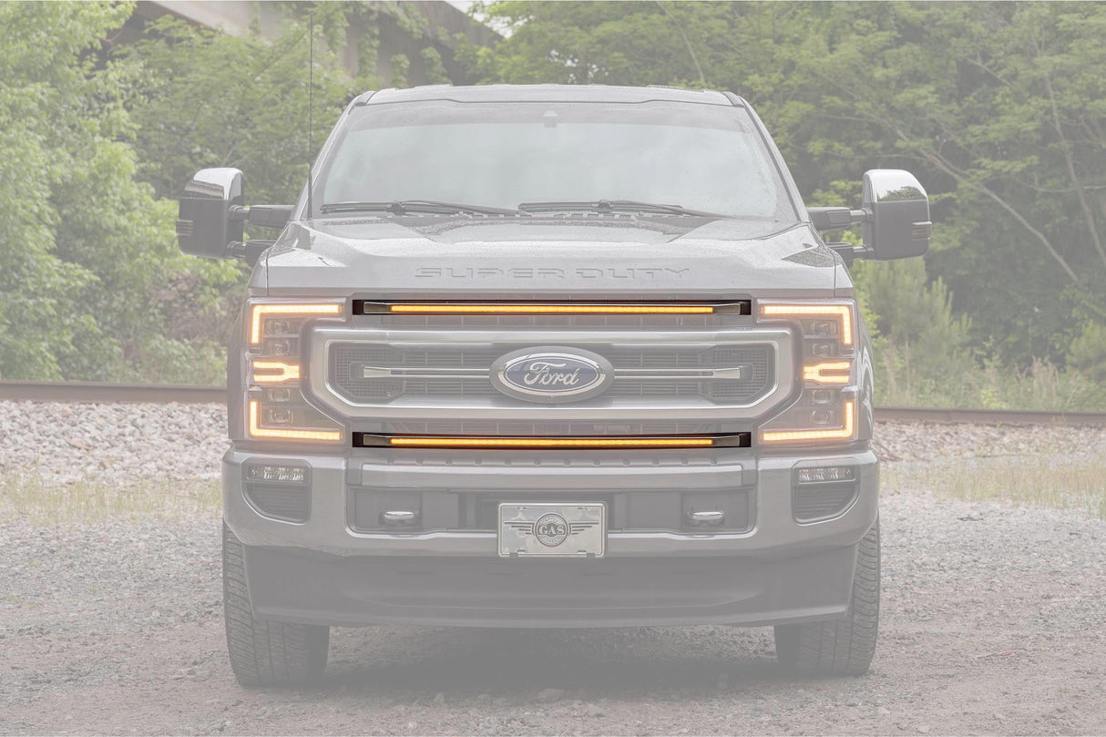 2020-2022 Superduty Platinum XBG LED DRL Grille Inserts Amber - View 4 | Dirty Garage