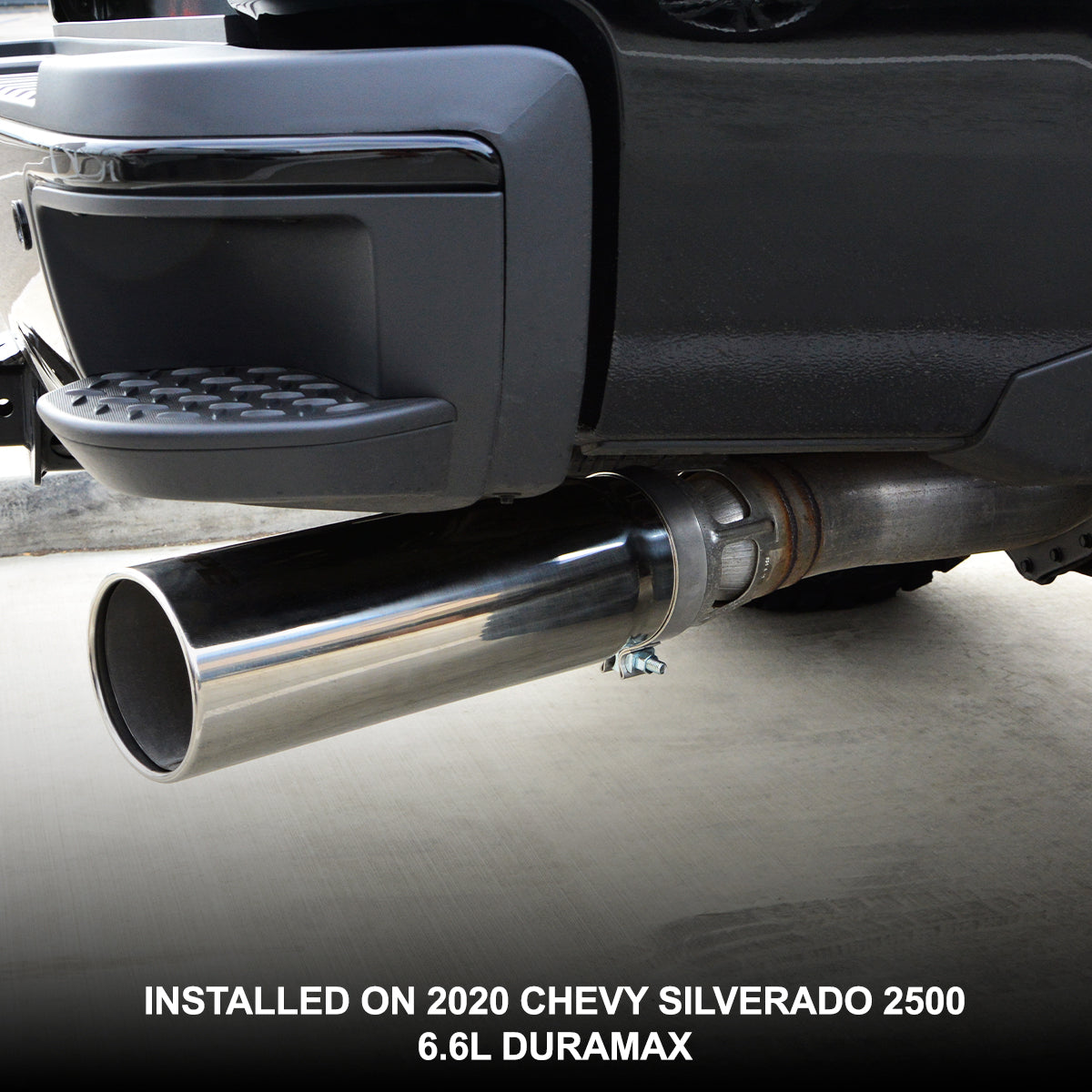 Universal 6.6L Duramax 304 Stainless Steel Exhaust Tip (Black) - View 4 | Dirty Garage