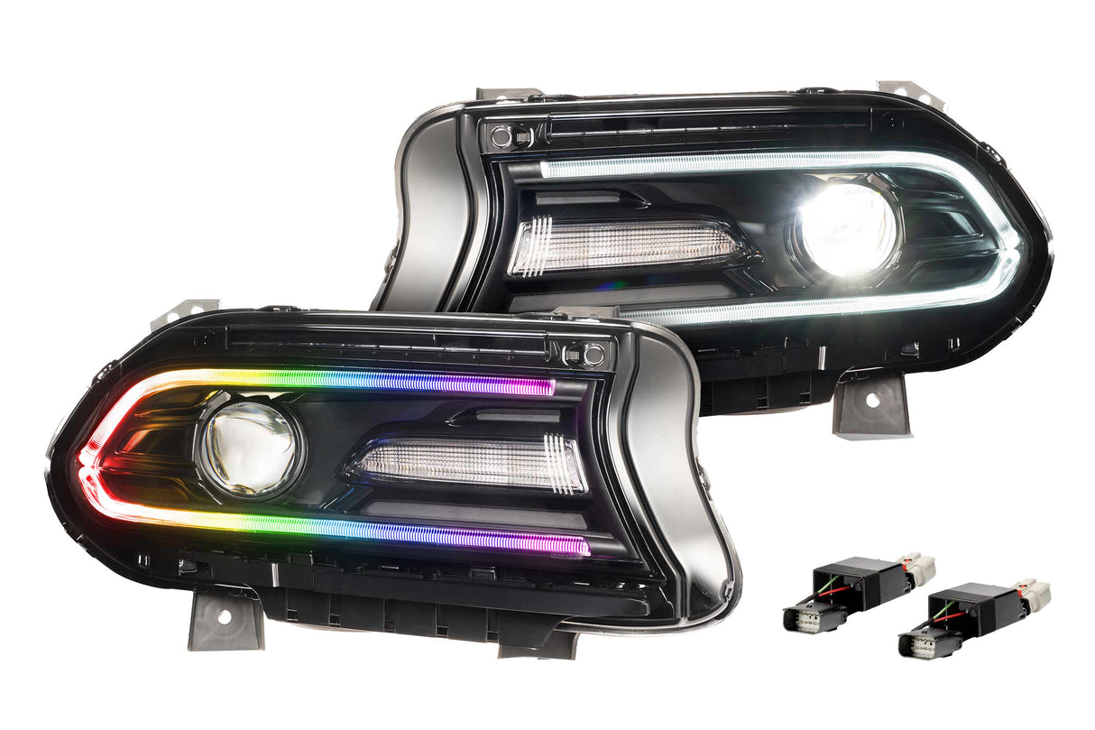 2015-2023 Charger XRGB LED Headlights Set - View 3 | Dirty Garage