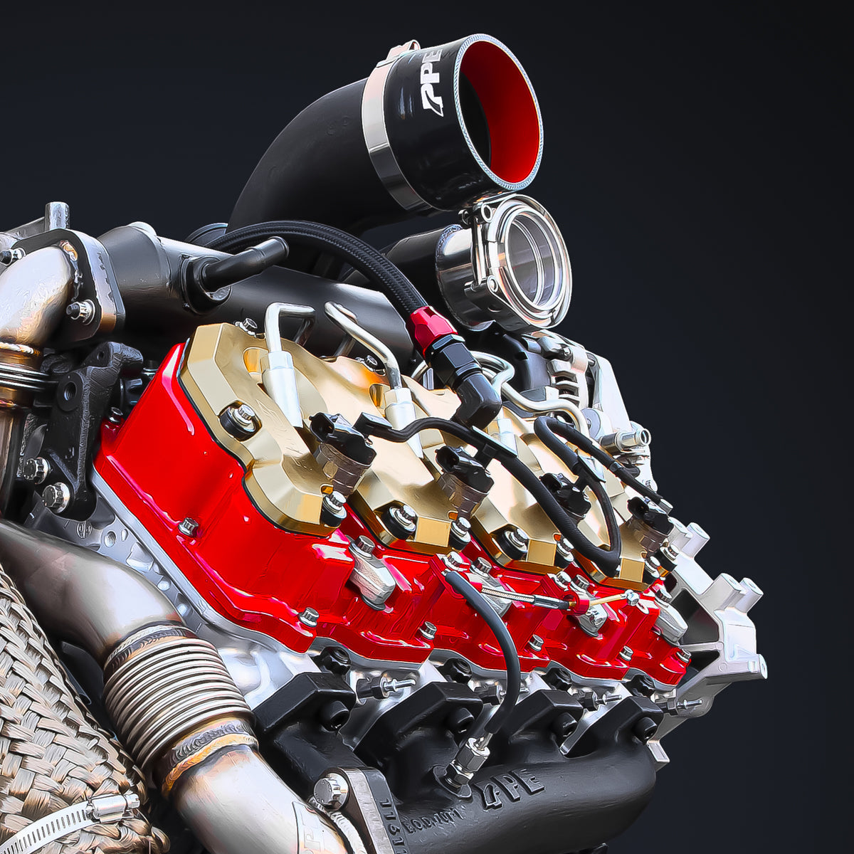 2004-2010 Valve Cover Kit Gold Matte No Pillars 2004.5-2010 6.6L Duramax - View 2 | Dirty Garage