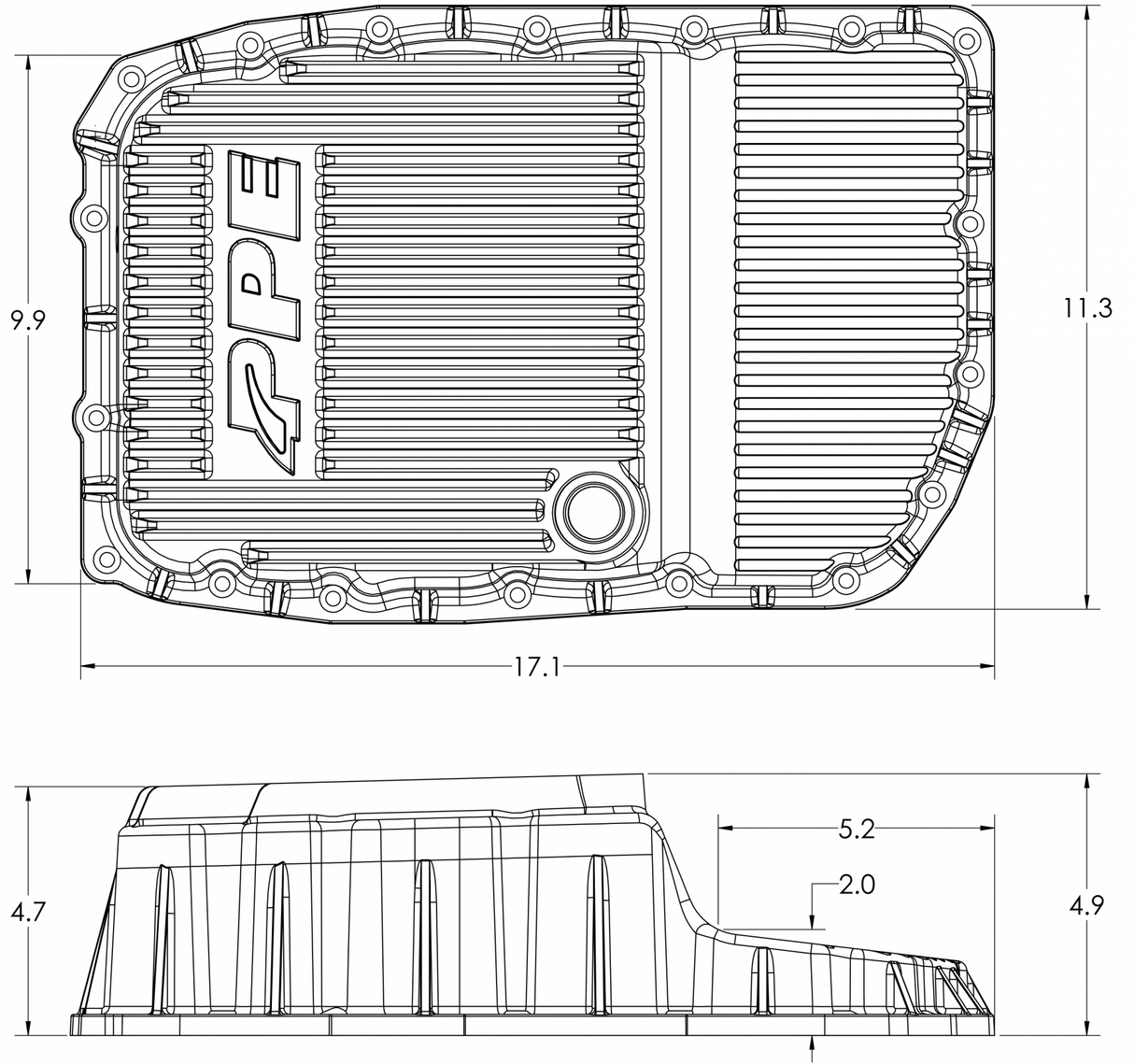2007-2015 w/ 6L80 Heavy-Duty Cast Aluminum Transmission Pan Raw - View 7 | Dirty Garage