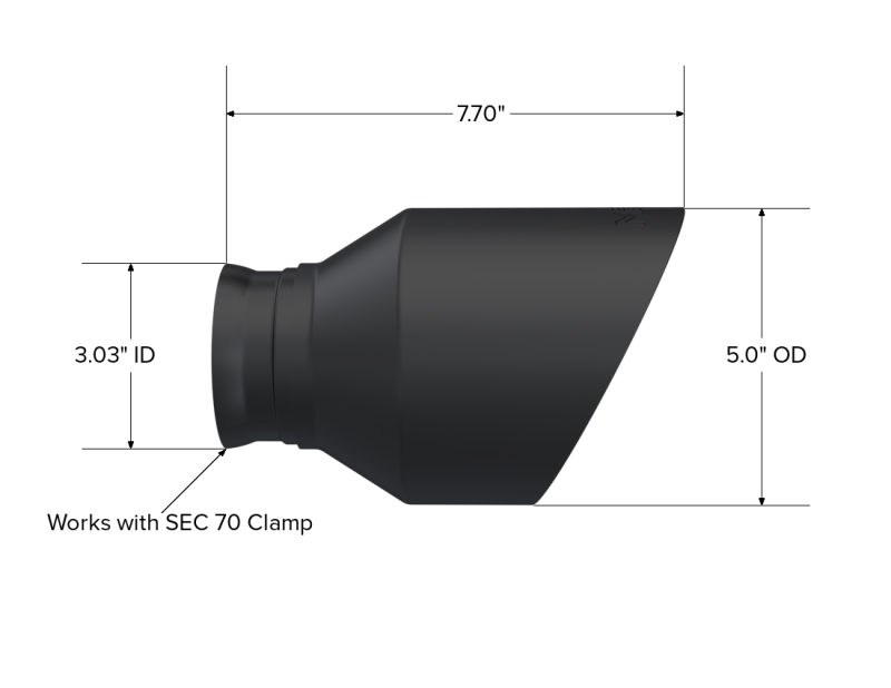 2015-2023 Dodge Charger 5.7L 6.2L 6.4L T304 3" ID 5" OD 8" Length Angle Cut Black Tip - View 2 | Dirty Garage