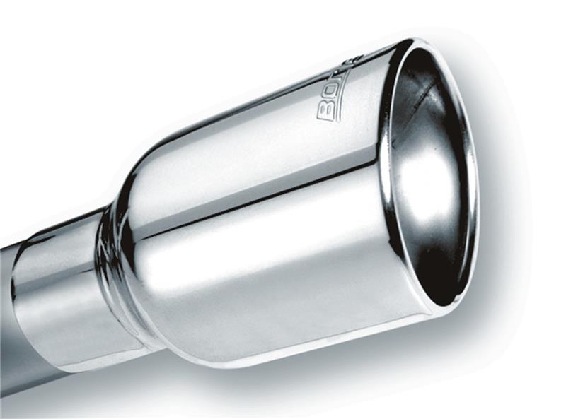 Borla Universal Polished Tip Single Round Rolled Angle-Cut w/Clamp (inlet 2 1/2in. Outlet 4 x 4in) * | Dirty Garage