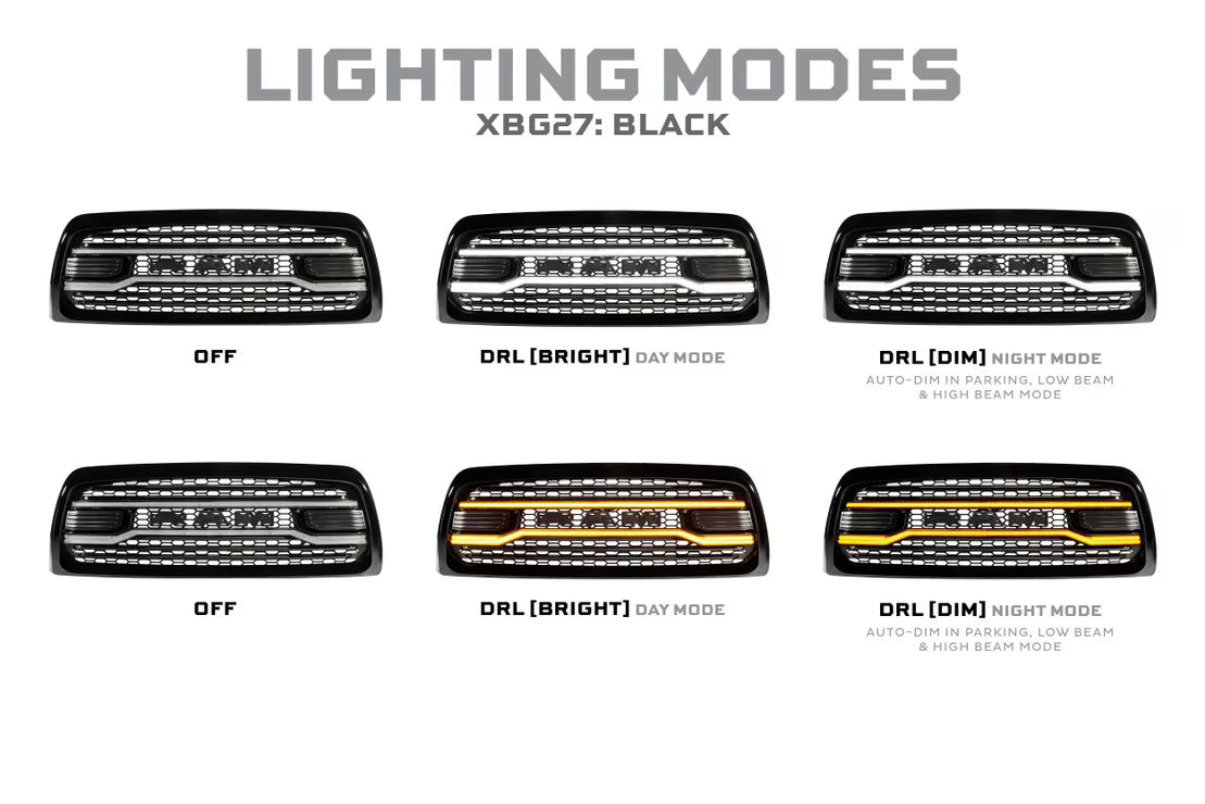 2013-2018 Ram HD Chrome XBG LED DRL Grille - View 3 | Dirty Garage