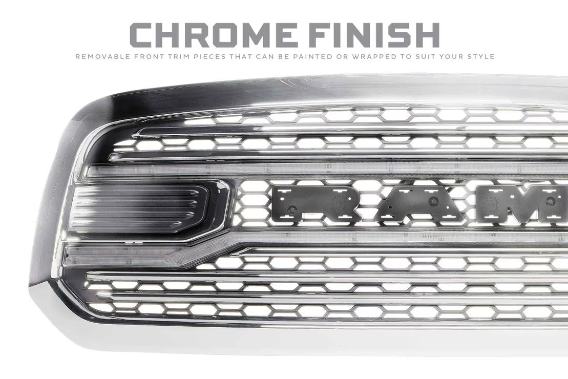 2019-2024 Ram 1500 Classic Chrome XBG LED DRL Grille - View 2 | Dirty Garage