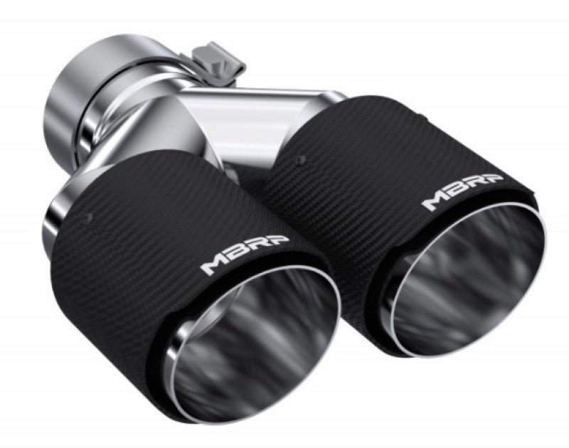 Universal 3" ID Dual 4" OD Staggered Dual Wall Carbon Fiber Exhaust Tip - View 6 | Dirty Garage