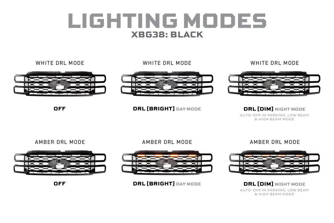 2023-2025 Super Duty XBG LED DRL Black Grille - View 4 | Dirty Garage