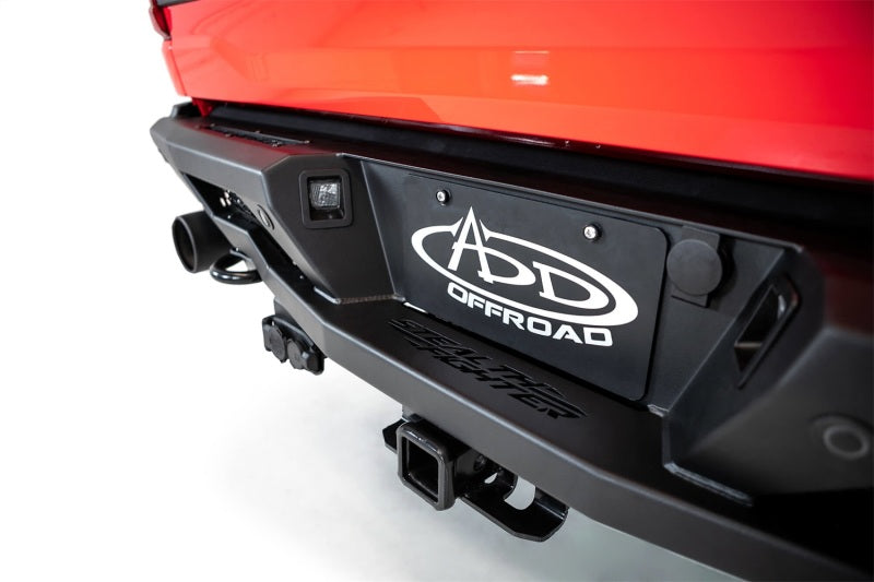 2022-2023 F-150 Raptor Black Stealth Fighter Rear Bumper w/ 2 Cube Lights - View 3 | Dirty Garage