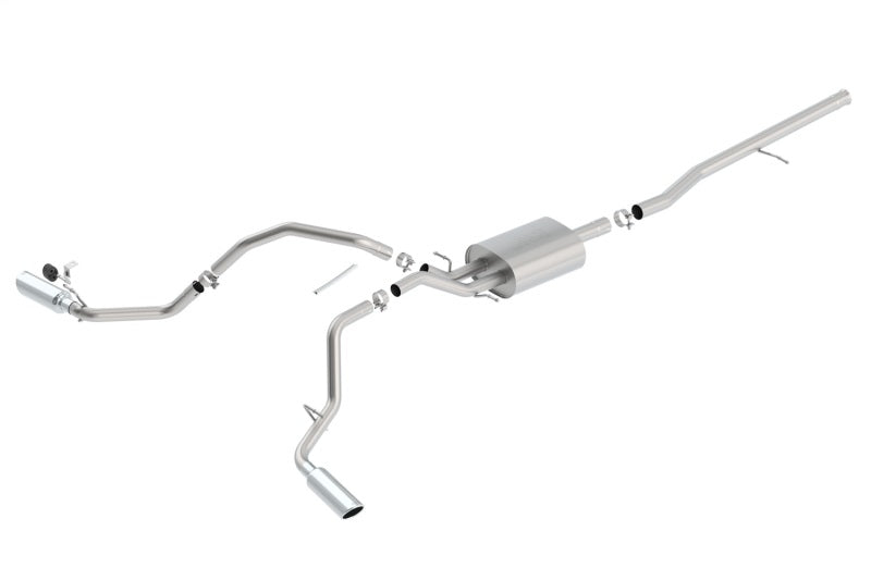 Borla 14 Silv/Sierra C/B Exhaust S-Type 1500 5.3L V8 AT/MT 2&4WD Ext Cab Split Side Exit - View 2 | Dirty Garage