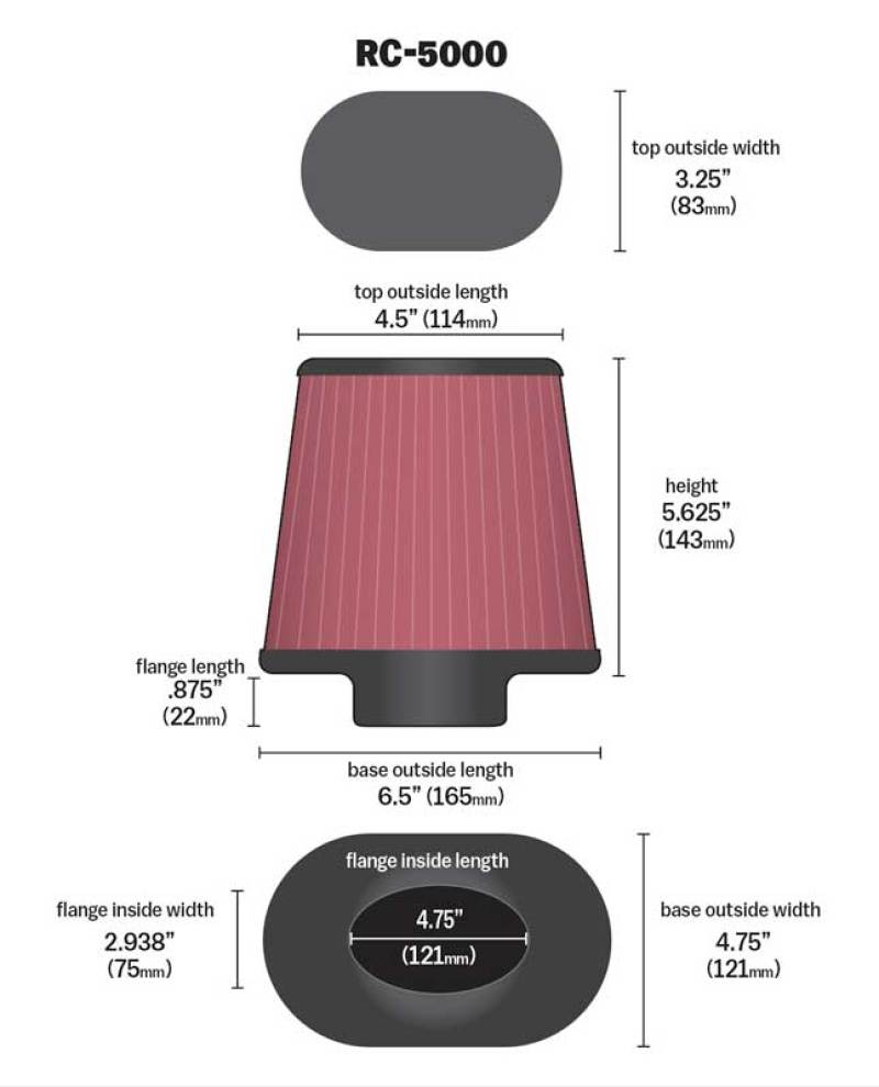 Universal Chrome Filter GM TPI Custom - Oval Flange - View 9 | Dirty Garage