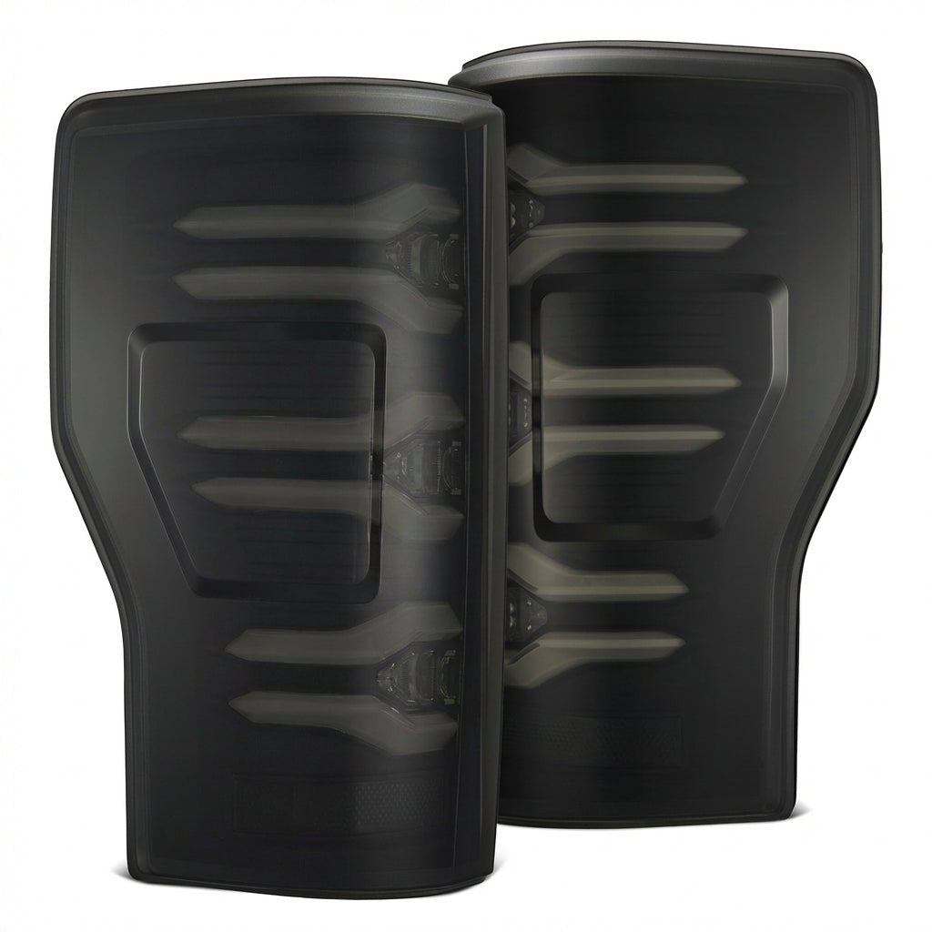 AlphaRex Luxx-Series LED tail lights in Black for 2017-2022 Ford Super Duty