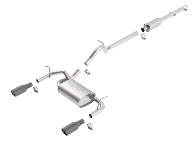 Borla 12-16 Jeep Wrangler 3.6L AT/MT 4DR 4WD S SQ RL AC SR 2.5in 2in TIP 3.5inx3.28in Black Chrome | Dirty Garage