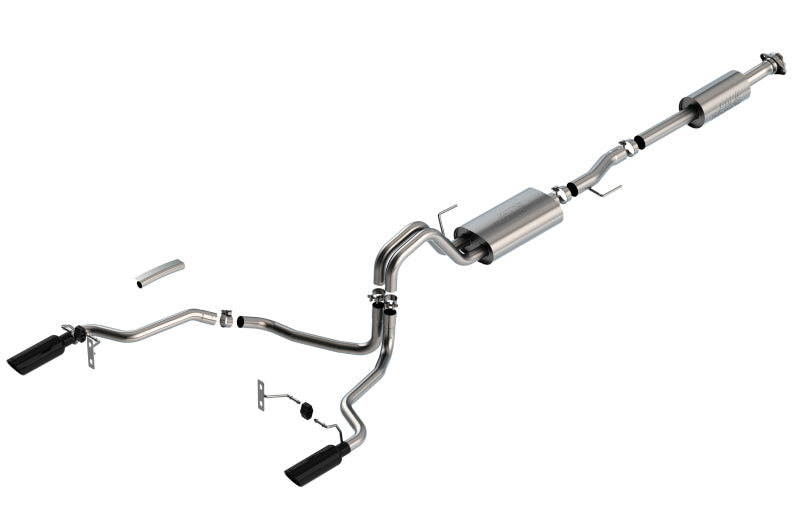 Borla F-150 2021 2.7L/3.5L 4dr CC SB EC STB Lar/KingR/Plnm/LTD 3/2.25 SRE CB Touring BLK CHR Tips | Dirty Garage