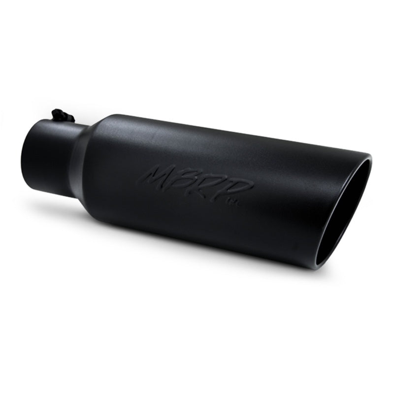 Universal 6" OD Rolled End 4" Inlet 18" Black Coated Exhaust Tip | Dirty Garage