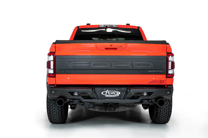 2022-2023 F-150 Raptor Black Stealth Fighter Rear Bumper w/ 2 Cube Lights - View 2 | Dirty Garage