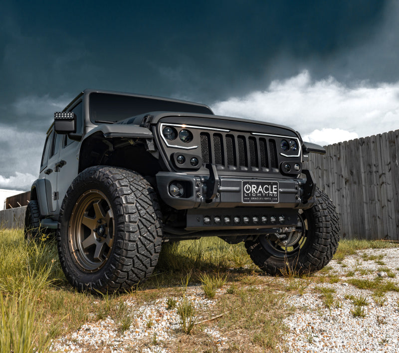 2018-2025 Wrangler Skid Plate w/ Integrated LED Emitters Clear - View 7 | Dirty Garage