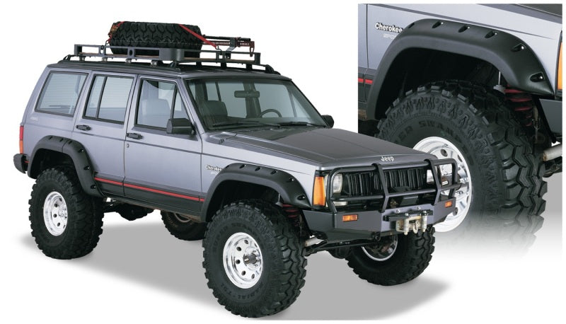 1984-2001 Cherokee 4-Door Cutout Style Fender Flares 4pc - Black - View 2 | Dirty Garage