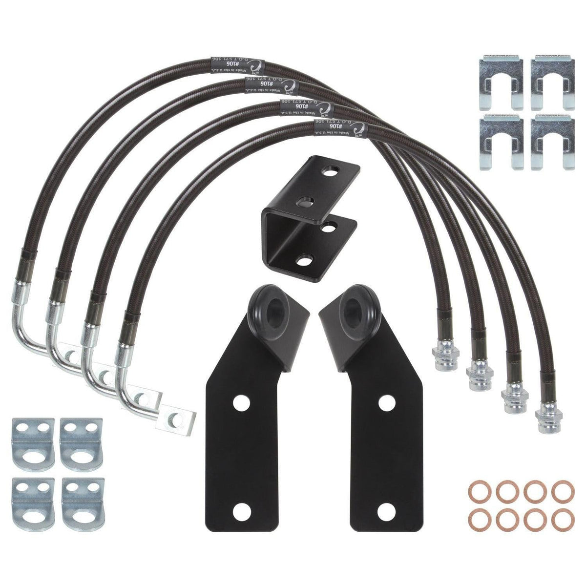 2007-2017 Wrangler Extended Brake Lines, Guides & E-Brake Drop Bracket w/ 2.5"-3" Lift | Dirty Garage