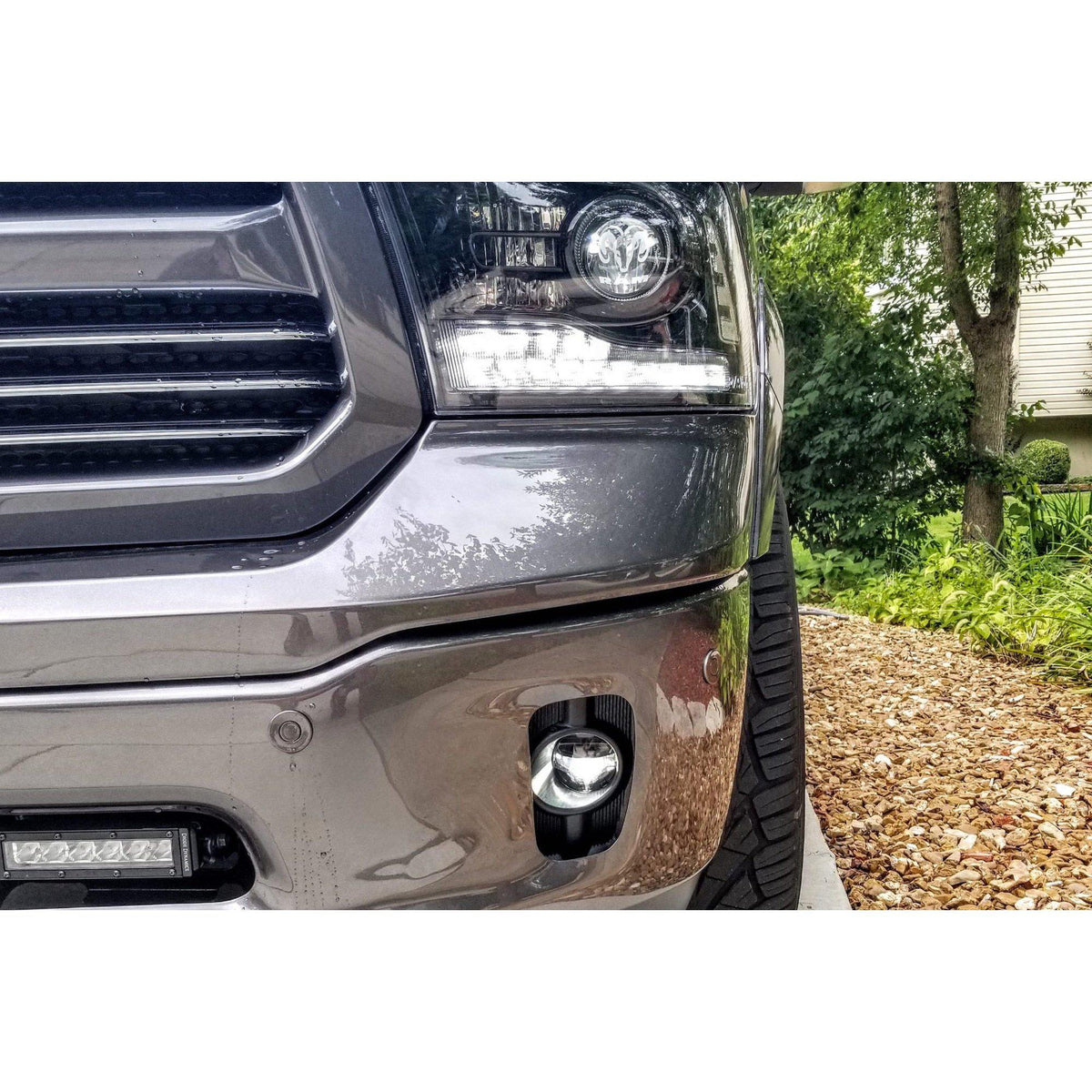 2013-2018 EcoDiesel XB LED Black Fog Lights - View 8 | Dirty Garage