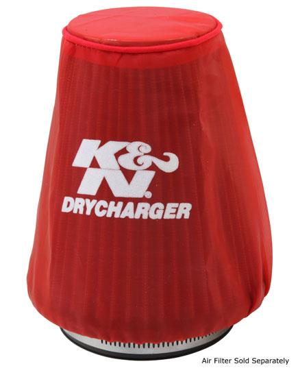 Universal Red Drycharger 5.25in x 3in Round Tapered Air Filter Wrap | Dirty Garage