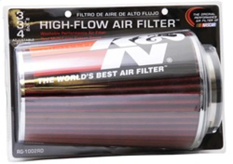 Universal Air Filter Chrome Round Tapered Red - 4in Flange ID x 1.125in Flange Length x 9.5in H - View 10 | Dirty Garage