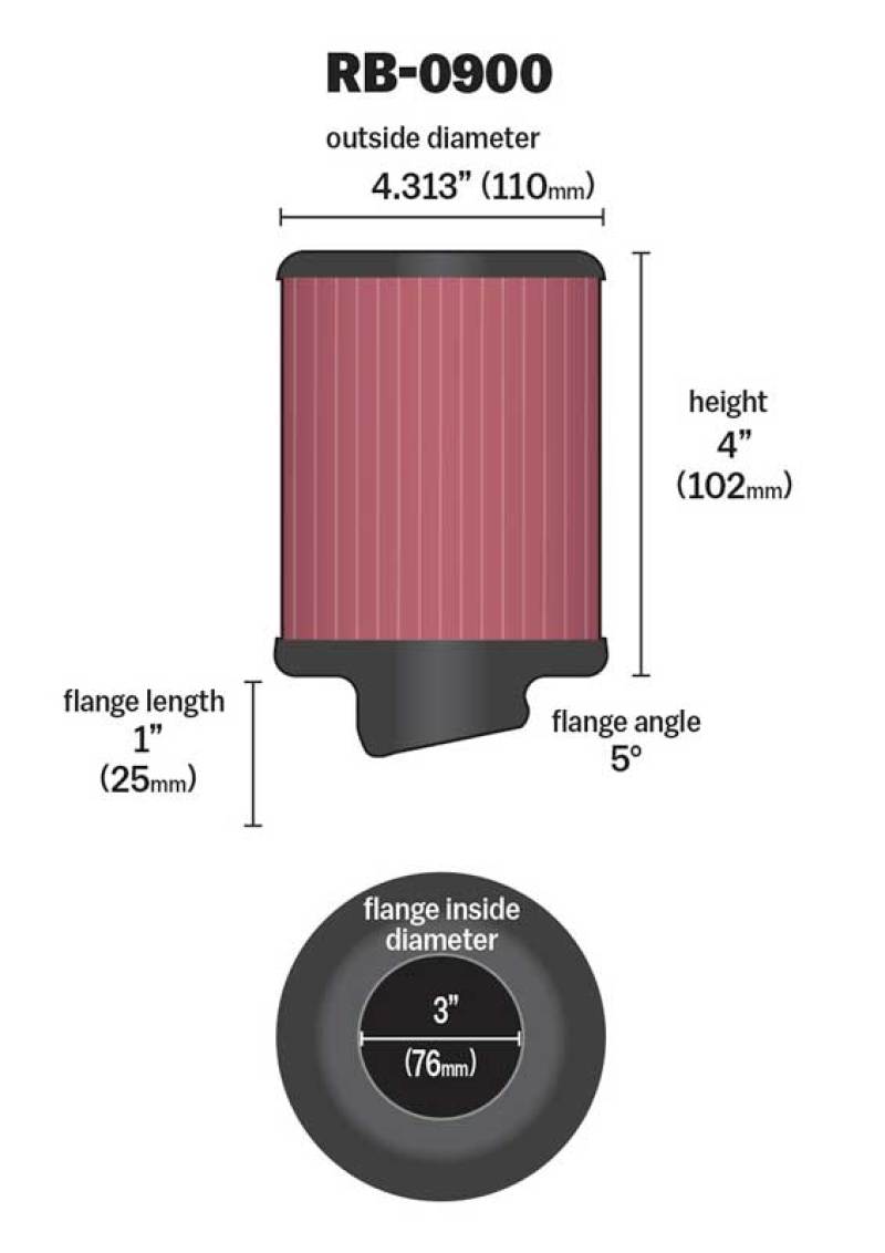Universal Rubber Filter 3 inch 5 Degree FLG 4 1/2 inch OD 4 inch Height - View 9 | Dirty Garage