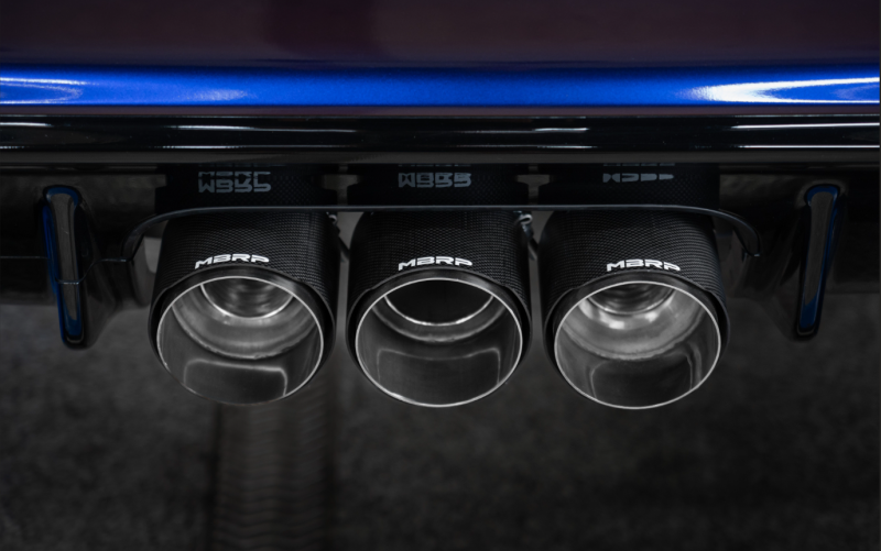 2023-2024 Civic Type R 2.0L T304 SS 3" Cat Back Exhaust Triple Center Outlet Carbon Tips - View 7 | Dirty Garage