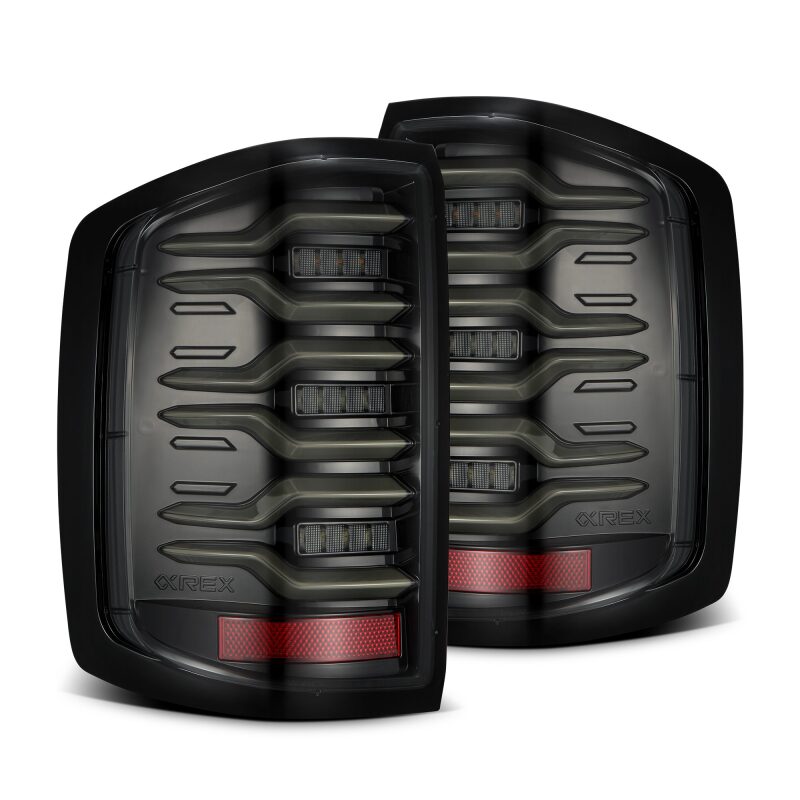2014-2018 GM 1500 HD Luxx-Series LED Tail Lights Alpha-Black w Active Light Sequential Signal | Dirty Garage
