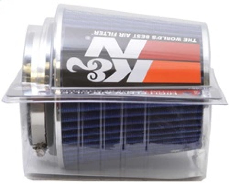 Universal Air Filter Chrome Round Tapered Blue - 4in Flange ID x 1.125in Flange Length x 5.5in H - View 5 | Dirty Garage