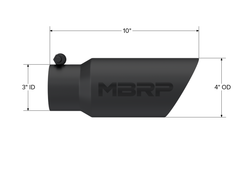 Universal Tip 4" OD 3" Inlet 10" Length Dual Wall Angled End Black - View 5 | Dirty Garage