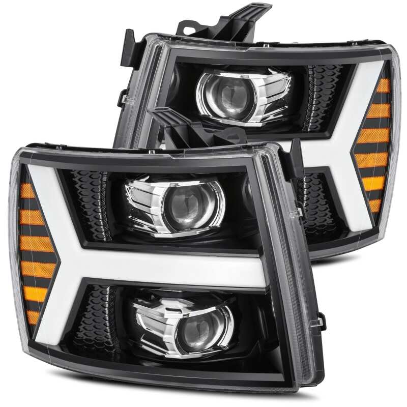 2007-2013 GM 1500 Luxx-Series LED Projector Jet Black Headlights Sequential Signal DRL | Dirty Garage