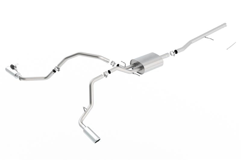 Borla 14 Silv/Sierra C/B Exhaust S-Type 1500 5.3L V8 AT/MT 2&4WD Ext Cab Split Side Exit - View 3 | Dirty Garage