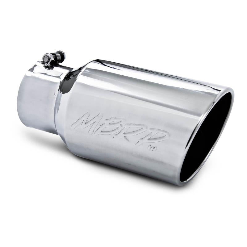 Universal Tip 6" OD Angled Rolled End 4" Inlet 12" Length - View 2 | Dirty Garage