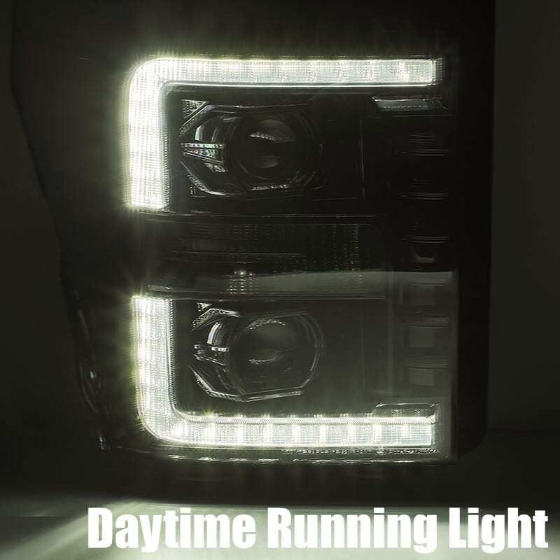 2011-2016 Super Duty Pro-Series Projector Headlights Plank Style Black Sequential Signal - View 3 | Dirty Garage