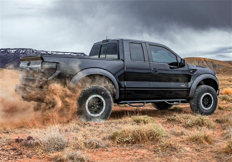 2007-2017 Tundra Double Cab 3" Textured Black Cab Length Nerf Bars - View 6 | Dirty Garage