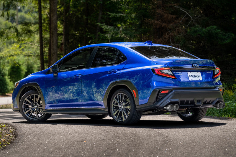 2022-2026 WRX 3" Cat Back Dual Split Rear Quad Carbon Fiber Tips Race Profile Exhaust - View 4 | Dirty Garage